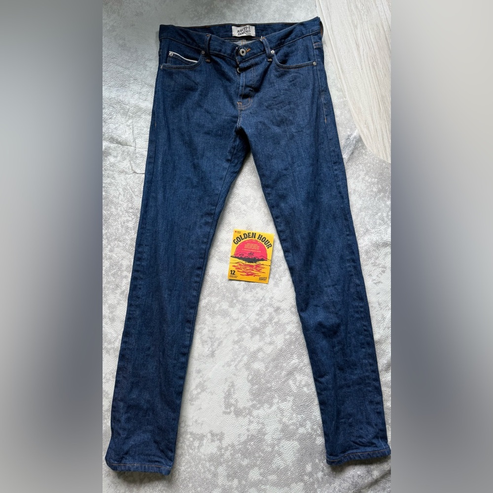 Naked and Famous jeans golden hour slub, super guy fit size 34